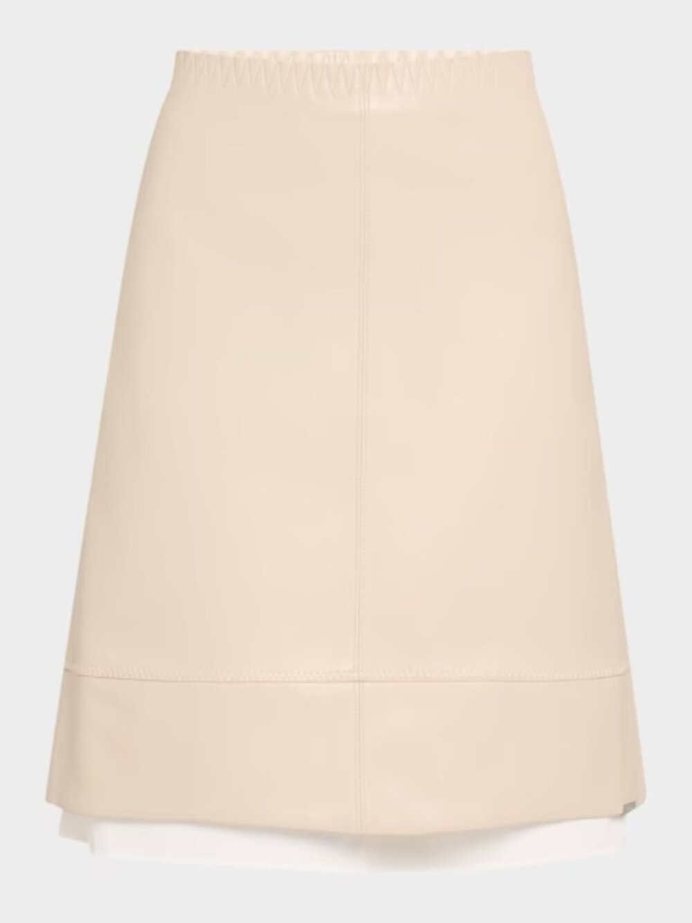 Simkhai Aubria Layered Faux Leather A-Line Knee-Length Skirt, Beige Sand , Large